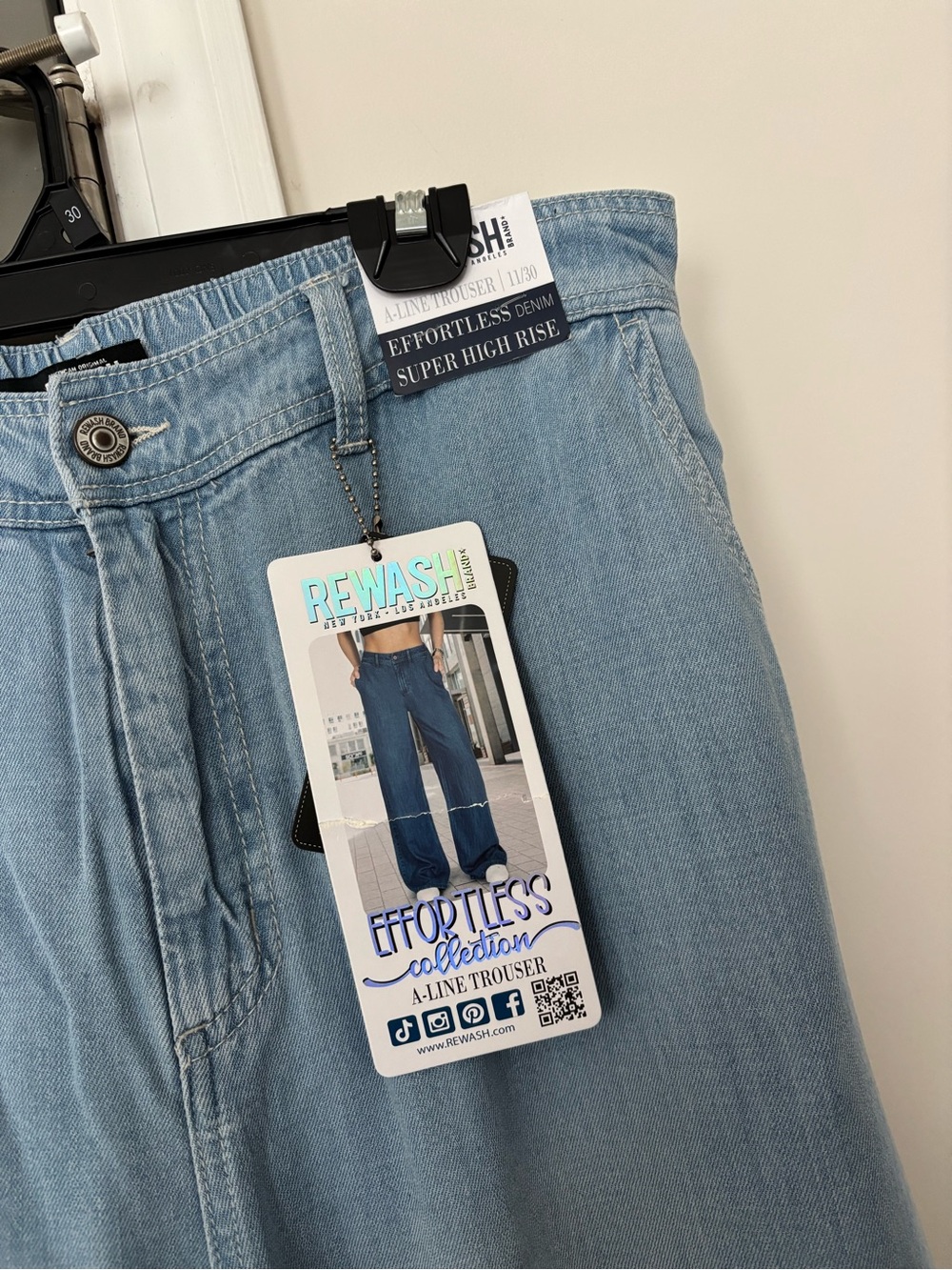 Rewash Light Blue Wide Leg Women’s Jeans - Picture 2 of 8